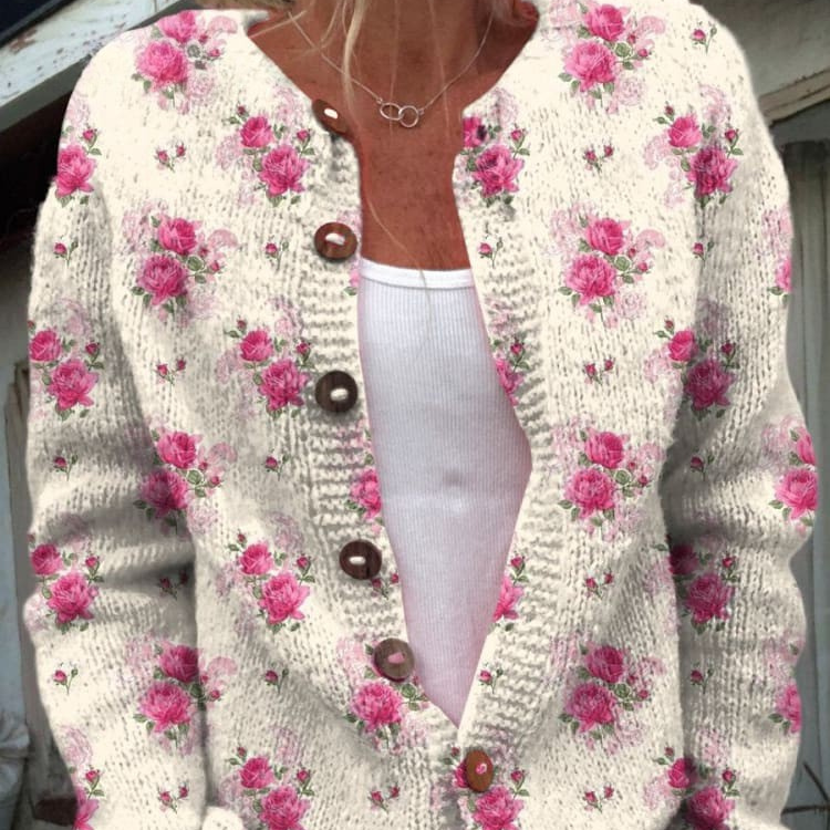 Valerie - Watercolour Rose Cardigan