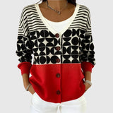 Jocelyn - Geometric Colour-Block Button-Front Cardigan