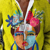 Martha - Painted Portrait Print Button Cardigan