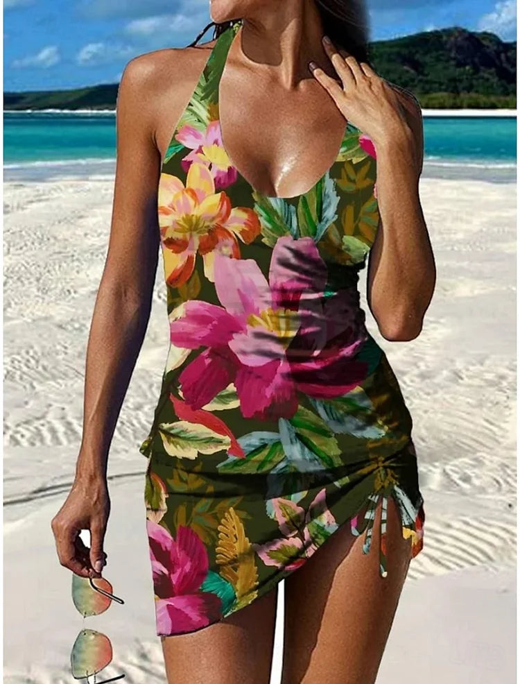 Faith floral graphic tankini with shorts, tummy control