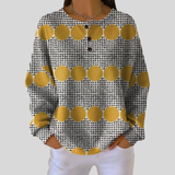 Theresa - Mustard Circle and Grid Sweater