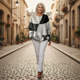 Eleanor - Black and White Patchwork Sweater