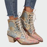 Flora - Embroidered Leather Ankle Boots
