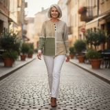 Lucy - Green and Mustard Patchwork Sweater