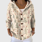 Agatha - Cream Fir Tree Hooded Cardigan