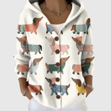 Daphne - Colourful Dachshund Hooded Cardigan