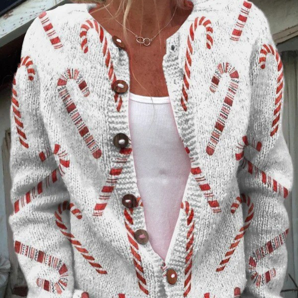 Tessa - Candy Cane Christmas Cardigan