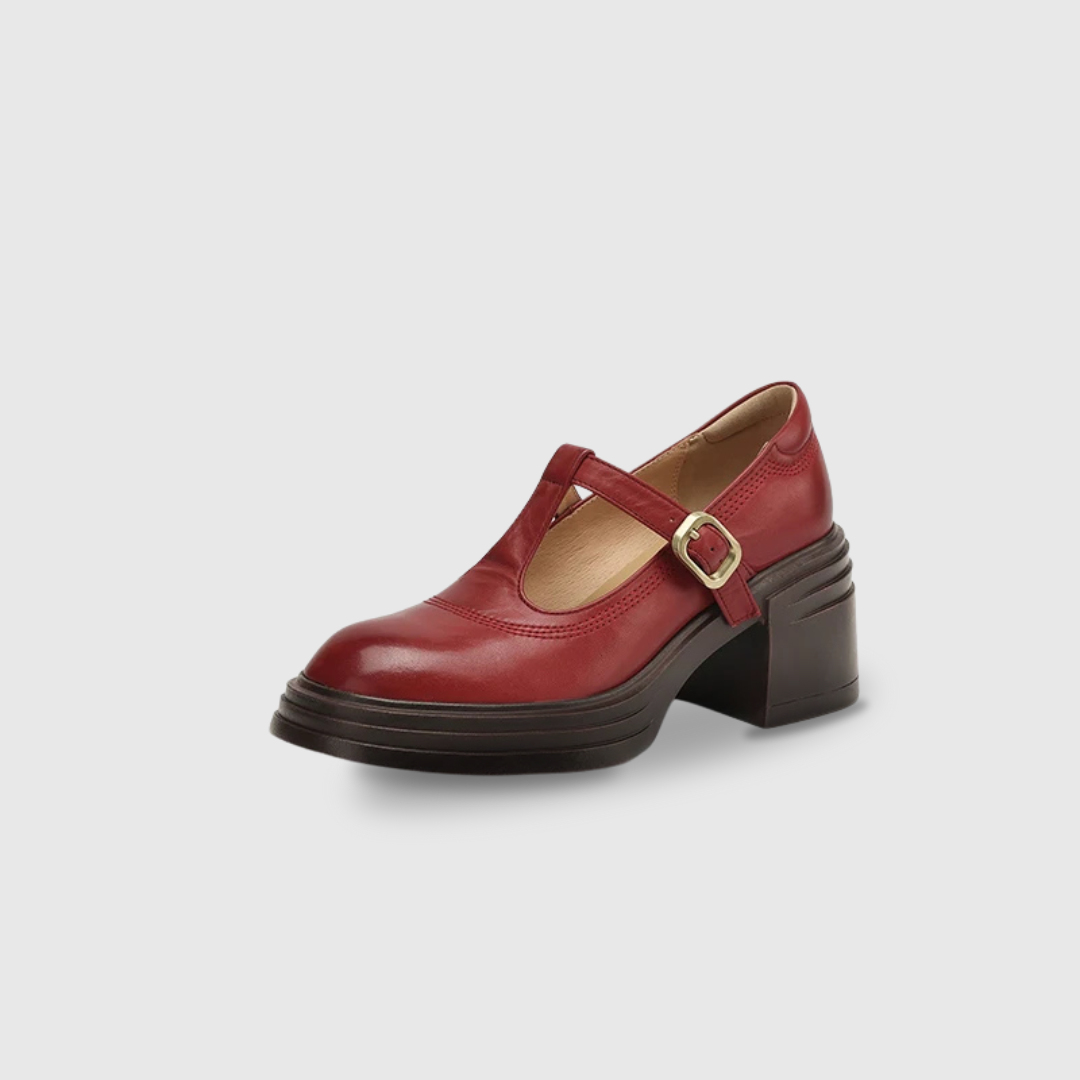 Evelyn - Chunky T-Strap Pumps
