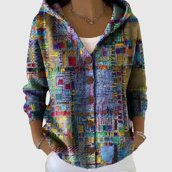 Naomi - Multicoloured Mosaic Hooded Cardigan