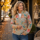 Shirley - Vintage Garden Floral Zip-Up Cardigan