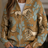 Marilyn - Desert Horse and Cactus Zip-Up Cardigan
