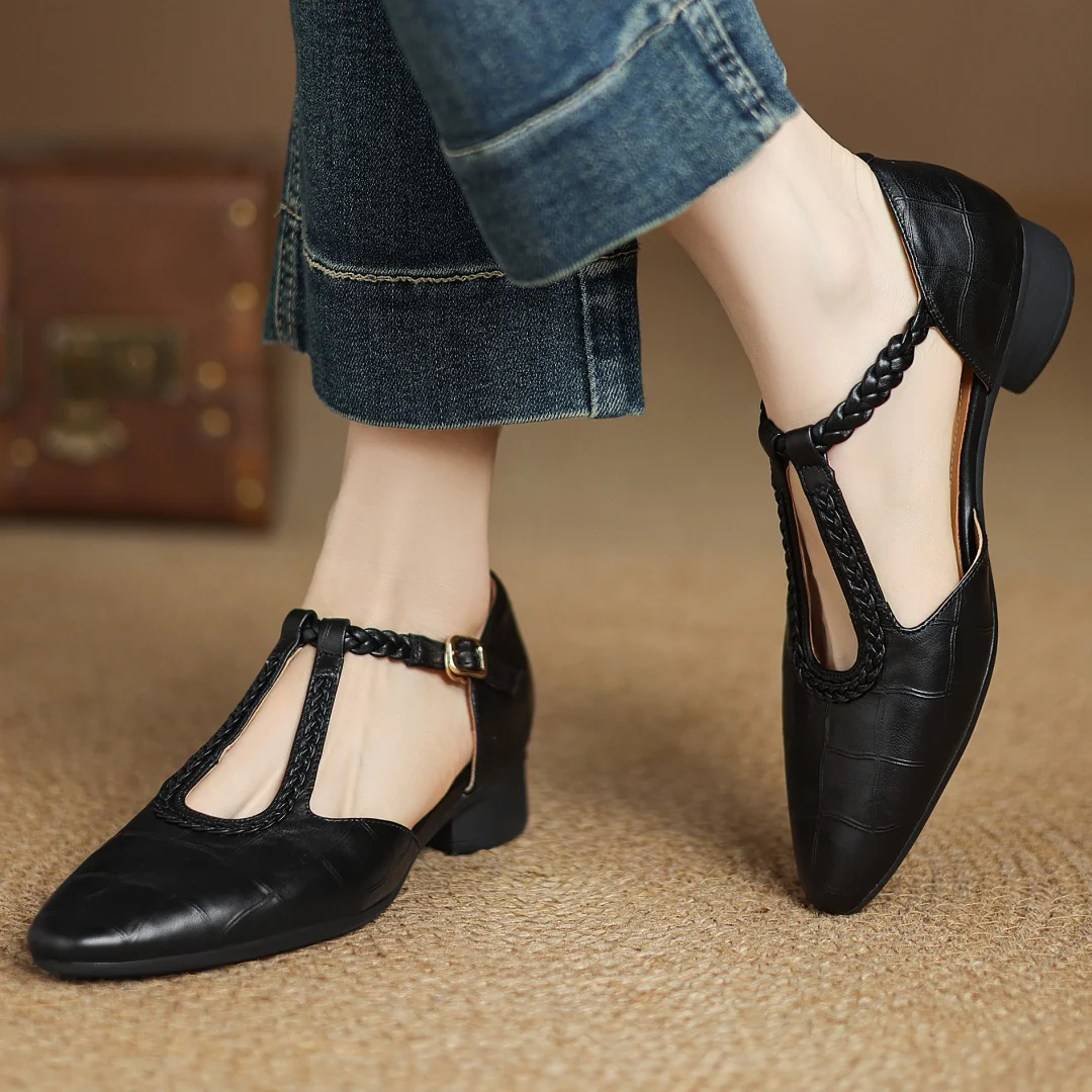 Elizabeth - Braided Leather Strap Shoes