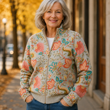 Shirley - Vintage Garden Floral Zip-Up Cardigan
