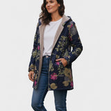 Gabrielle - Navy Coat with Floral Print