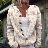 Amelia - Rose Print Button Cardigan