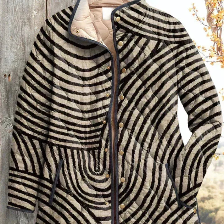 Emily - Cream and Black Zebra Quilted Jacket