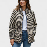 Emily - Cream and Black Zebra Quilted Jacket