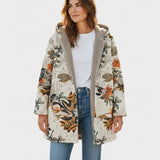Florence - Hooded Sherpa Jacket with Boho Floral Print