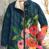 Felicity - Teal Floral Quilted Jacket