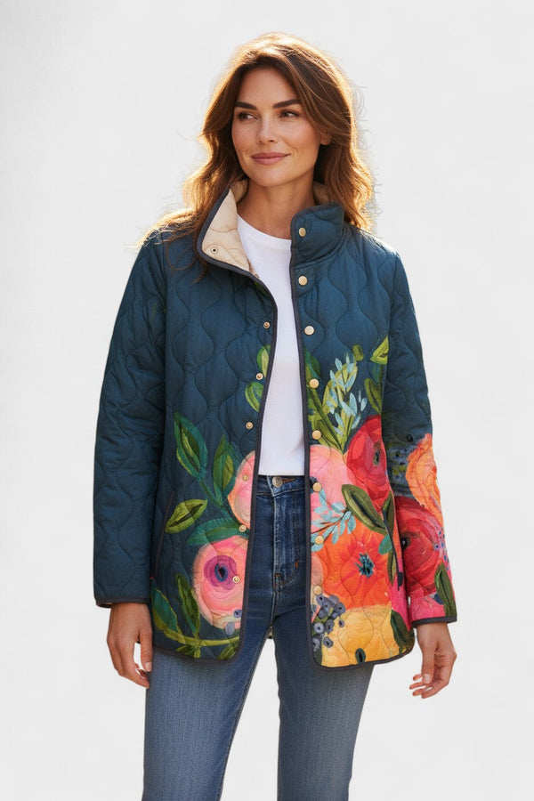 Felicity - Teal Floral Quilted Jacket