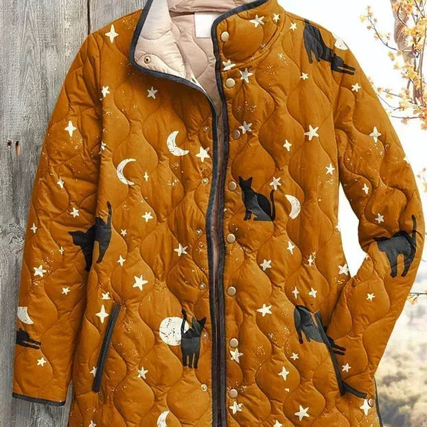 Claudia - Amber Celestial Cat Quilted Jacket