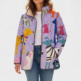 Lena - Lavender Dog Print Quilted Jacket