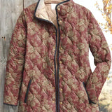 Stephanie - Deep Dusty Rose Floral Quilted Jacket