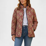 Stephanie - Deep Dusty Rose Floral Quilted Jacket