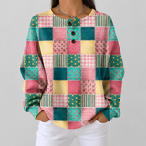 Ruth - Pink and Turquoise Patchwork Sweater