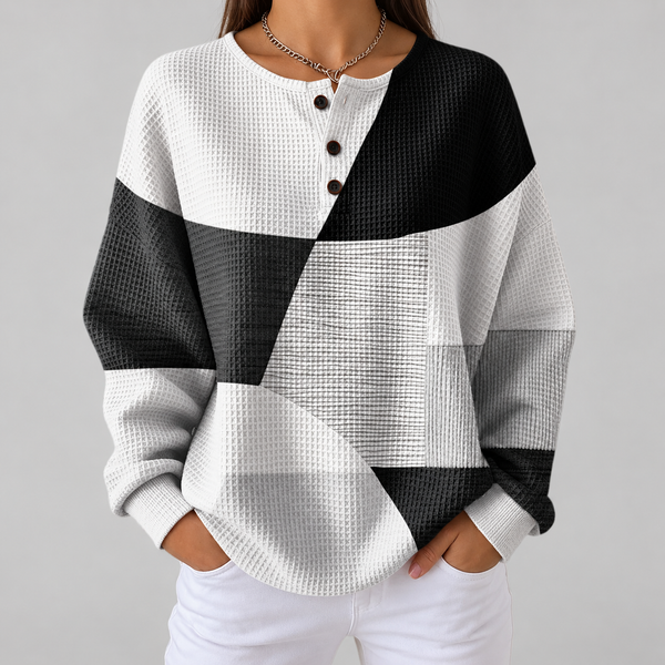 Eleanor - Black and White Patchwork Sweater