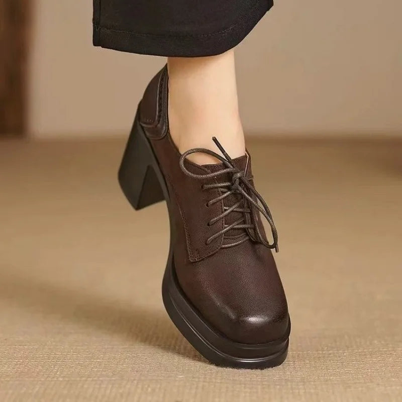 Margot - Lace-Up Block Heel Pumps