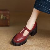Evelyn - Chunky T-Strap Pumps