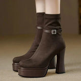 Janet - Suede Wedge Boots