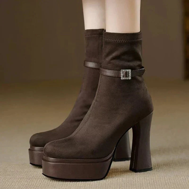 Janet - Suede Wedge Boots