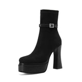 Janet - Suede Wedge Boots