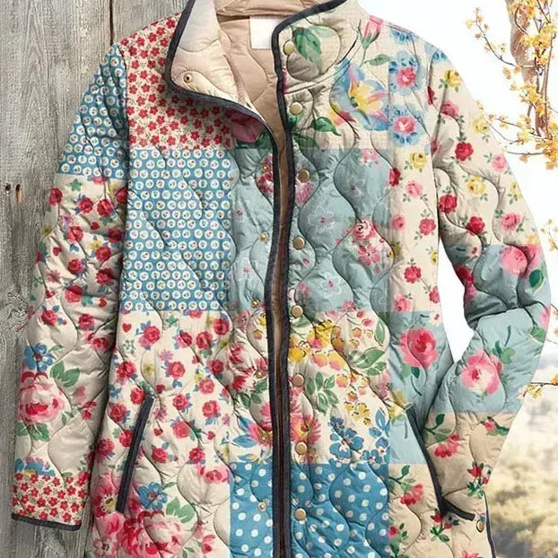 Bertha - Multicoloured Floral Patchwork Quilted Jacket
