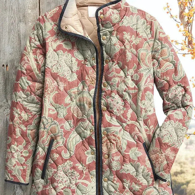 Iris - Light Dusty Rose Floral Quilted Jacket