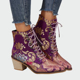 Flora - Embroidered Leather Ankle Boots