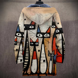 Caroline - Cream Abstract Cat Print Jacket