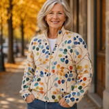 Isla - Botanical Leaf Zip-Up Cardigan