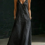 Vera long denim button-down dress for women