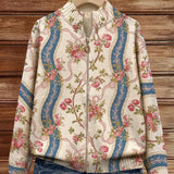 Vivian - Climbing Rose Ribbon Zip-Up Cardigan