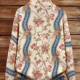 Vivian - Climbing Rose Ribbon Zip-Up Cardigan