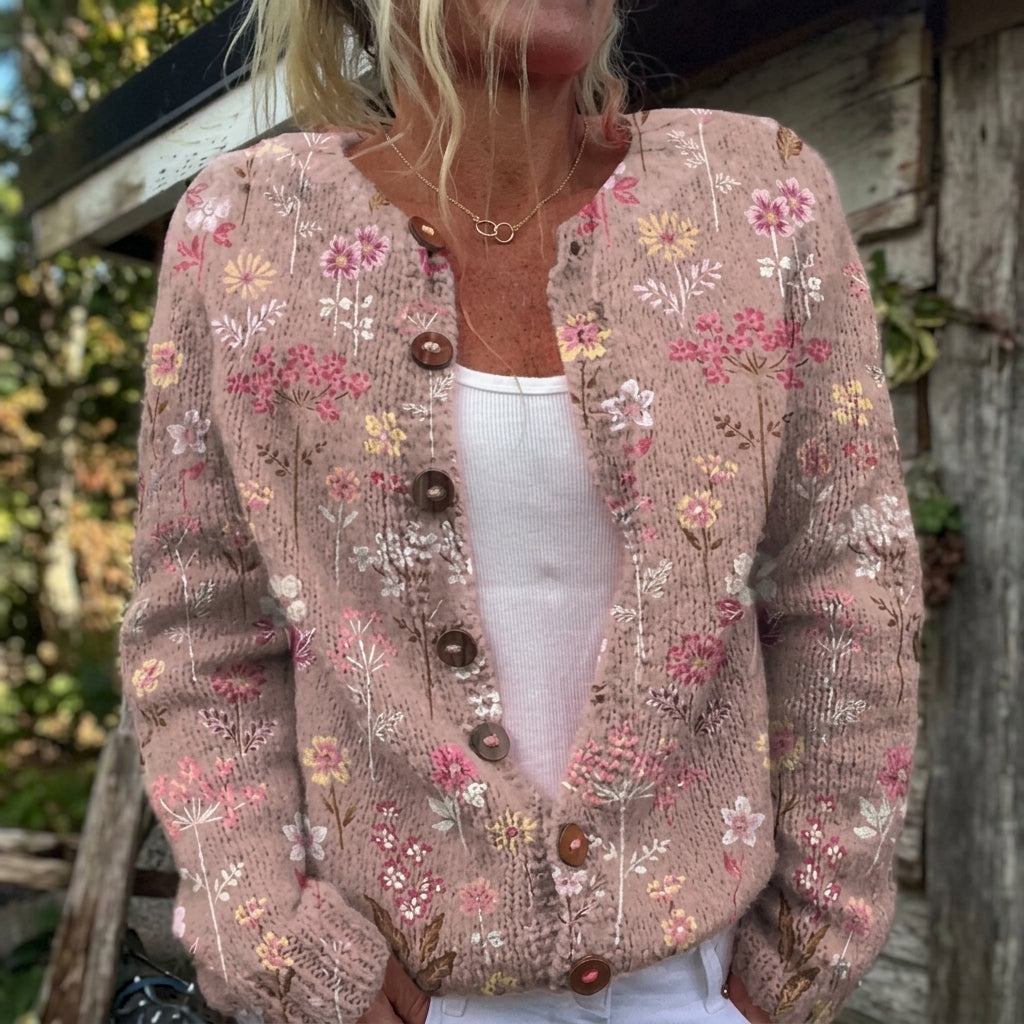 Camilla - Pastel Floral Print Button Cardigan