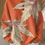 Marion - Orange Maple Leaf Sweater