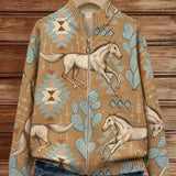 Marilyn - Desert Horse and Cactus Zip-Up Cardigan