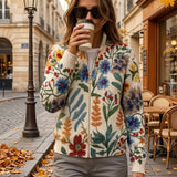 Evelyn - Botanical Garden Floral Zip-Up Cardigan