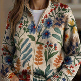 Evelyn - Botanical Garden Floral Zip-Up Cardigan