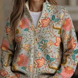 Shirley - Vintage Garden Floral Zip-Up Cardigan